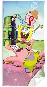 Detská plážová osuška SpongeBob a jeho priatelia - 100% bavlna, froté s gramážou 320 gr./m² - 70 x 140 cm