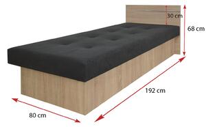Jednolôžková posteľ s úložným priestorom Emily Plus 80x190 - dub sonoma