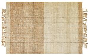 Koberec béžový jutový 200 x 300 cm ručne tkaný so strapcami boho obývacia izba spálňa