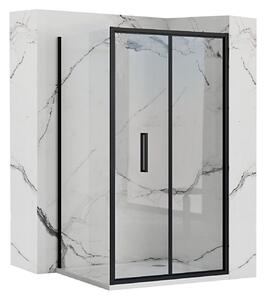 Rea Rapid Fold - sprchovací kút so skladacími dverami 100(dvere) x 90(stena) číre sklo, čierny profil, KPL-09905