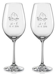 Svadobné poháre na víno Zamilované hrdličky, 2 ks