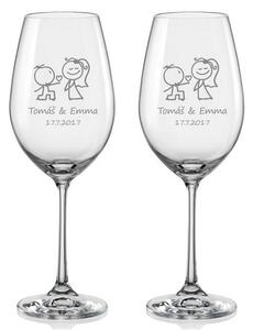 Svadobné poháre na víno Zamilovaní novomanželia, 2 ks