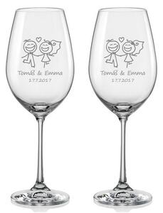 Svadobné poháre na víno Veselí novomanželia, 2 ks