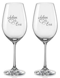 Svadobné poháre na víno Spojená srdce s dátumom svadby, 2 ks