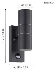 Eglo 32899-LED Vonkajšie nástenné svietidlo so senzorom RIGA 5 2xGU10/3W/230V IP44