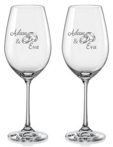 Svadobné poháre na víno Prstienky s dátumom svadby, 2 ks