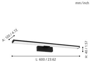Eglo 780431 - LED Kúpeľňové osvetlenie zrkadla BETETA 11W/230V 60 cm IP44 čierna