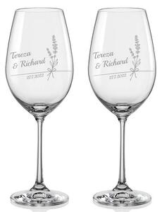 Svadobné poháre na víno Levanduľa, 2 ks