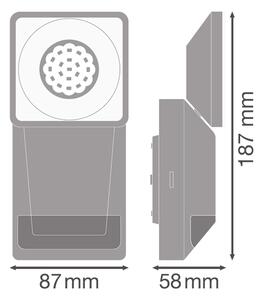 Ledvance -LED Vonkajšie nástenné svietidlo so senzorom SPOT LED/8W/230V IP55 čierna
