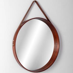 Tutumi Okrúhle zrkadlo Loft 59 cm drevené hnedé