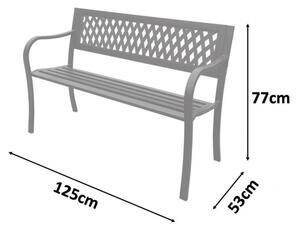 Čierna záhradná lavička 125 x 53 x 77 cm