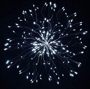 SPRINGOS LED Explodujúca hviezda guľa Nano 0,6 m, 100 LED, IP44, 8 svetelných módov, 4xAA, studená biela
