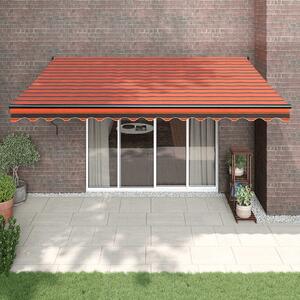 Maison Exclusive – Manuálna markíza, 4,5 x 3 m, oranžovo-hnedá, s horizontálnymi pruhmi