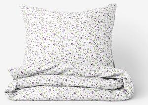 Goldea bavlnené posteľné obliečky - fialové ružičky na bielom 140 x 200 a 70 x 90 cm