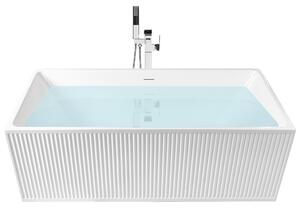 Voľne stojaca vaňa biela matná akrylátová 170 x 80 cm drážkovaná povrchová úprava obdĺžniková moderný štýl kúpeľňa