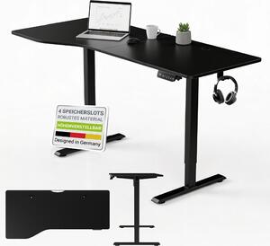 Juskys Výškovo nastaviteľný stôl 160x75cm - Elektrický plynulo nastaviteľný kancelársky stôl na sedenie a státie s pamäťovou funkciou - čierny