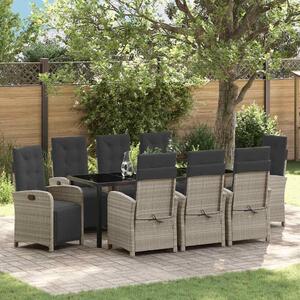 Maison Exclusive - Záhradná jedálenská súprava s vankúmi 9 ks Svetloedá Poly-rattan