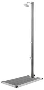 Maison Exclusive – Záhradná sprcha so sivou podlahovou doskou 220 cm z nehrdzavejúcej ocele