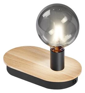 Ledvance - Dotyková stolná lampa s USB konektorom DECOR WOOD 1xE27/8W/230V