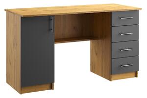 KANTOR KIT písací stôl N03, antracit / dub Apalaský, pravý