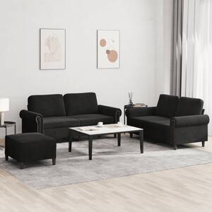 Maison Exclusive – 3-dielna sedacia súprava s vankúšmi, čierny zamat