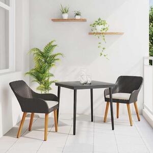 Maison Exclusive - Záhradný jedálenský set s vankúom 3 pcs ierna polyratan