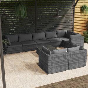 Maison Exclusive – 9-dielna záhradná súprava s vankúmi, sivá, polyratan