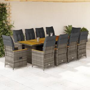 Maison Exclusive – 11-dielna záhradná bistro sada s vankúmi, sivá polyratanová