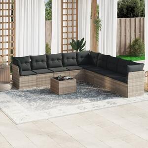 Maison Exclusive – 10-dielna záhradná súprava s vankúmi, svetloedá, polyratan
