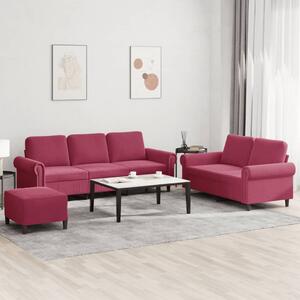 Maison Exclusive – 3-dielna sedacia súprava s vankúmi z vínovoerveného zamatu