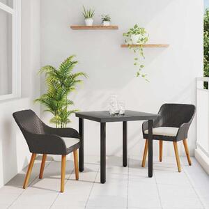 Maison Exclusive - Záhradný jedálenský set s vankúom 3 pcs ierna polyratan