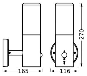 Ledvance - Vonkajšie nástenné svietidlo so senzorom FIGO CYLINDER 1xE27/20W/230V