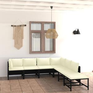 Maison Exclusive – 7-dielna záhradná súprava s vankúmi z polyrotangu, ierna