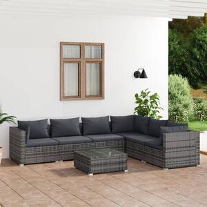 Maison Exclusive – 7-dielna záhradná súprava s vankúmi Poly Rattan Grey