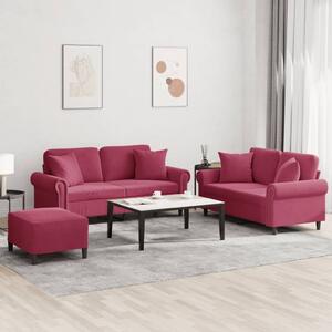 Maison Exclusive – 3-dielna sedacia súprava s vankúmi z vínovoerveného zamatu