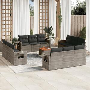Maison Exclusive - 13-dielna záhradná sedacia súprava s vankúšmi sivá polyratanová