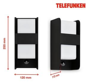 Telefunken 321105TF-Vonkajšie nástenné svietidlo so sen. 1xE27/12W/230V IP44 čierna