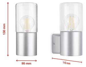 Briloner 320504TF - Vonkajšie nástenné svietidlo 1xE27/12W/230V IP44 strieborná