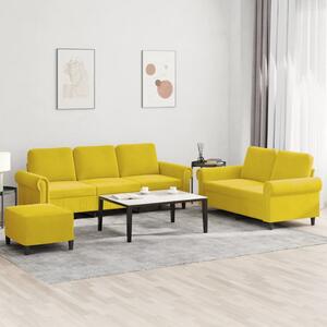 Maison Exclusive – 3-dielna sedacia súprava s vankúšmi, žltý zamat