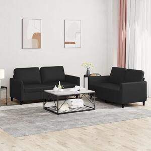 Maison Exclusive – 2-dielna sedacia súprava s vankúmi, ierna umelá koa