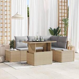 Maison Exclusive - Záhradný nábytok s vankúmi s úloným priestorom 5 ks Béový Poly-rattan
