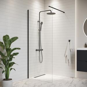 Badplaats Sprchová Zástena Florida 90 x 200 cm - ierna - Walk-In Sprchový Kút 8 mm Bezpenostné Sklo