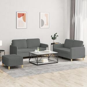 Maison Exclusive – 3-dielna sedacia súprava s vankúšmi, tmavosivá látka