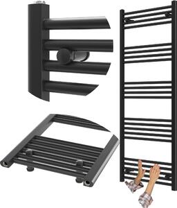 Granitan | Kúpeľňový radiátor Breno - 60x150 cm - Čierny - Elegantný dizajn - Praktický držiak na uteráky