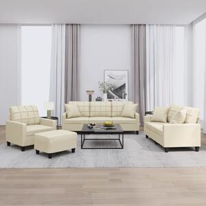 Maison Exclusive – 4-dielna sedacia súprava s vankúmi, krémová umelá koa