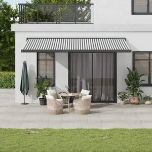Maison Exclusive – Manuálna markíza, 5 x 3 m, pruhovaná (antracitová a biela)