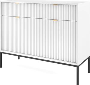 Komoda NANAIMO KSZ104 - biela - zlaté úchyty - 2 zásuvky - írka 104 cm, výka 83 cm, hbka 39 cm