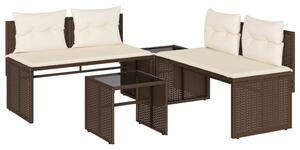 Maison Exclusive – 4-dielna záhradná súprava s vankúšmi, hnedá, polyratan