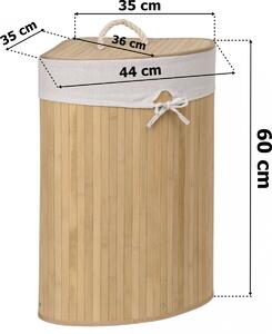TZB Rohový bambusový kôš na bielizeň s vekom 60L hnedý