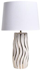 Stolná lampa biela keramický podstavec ľanové tienidlo elegantný moderný glamour štýl obývacia izba spálňa